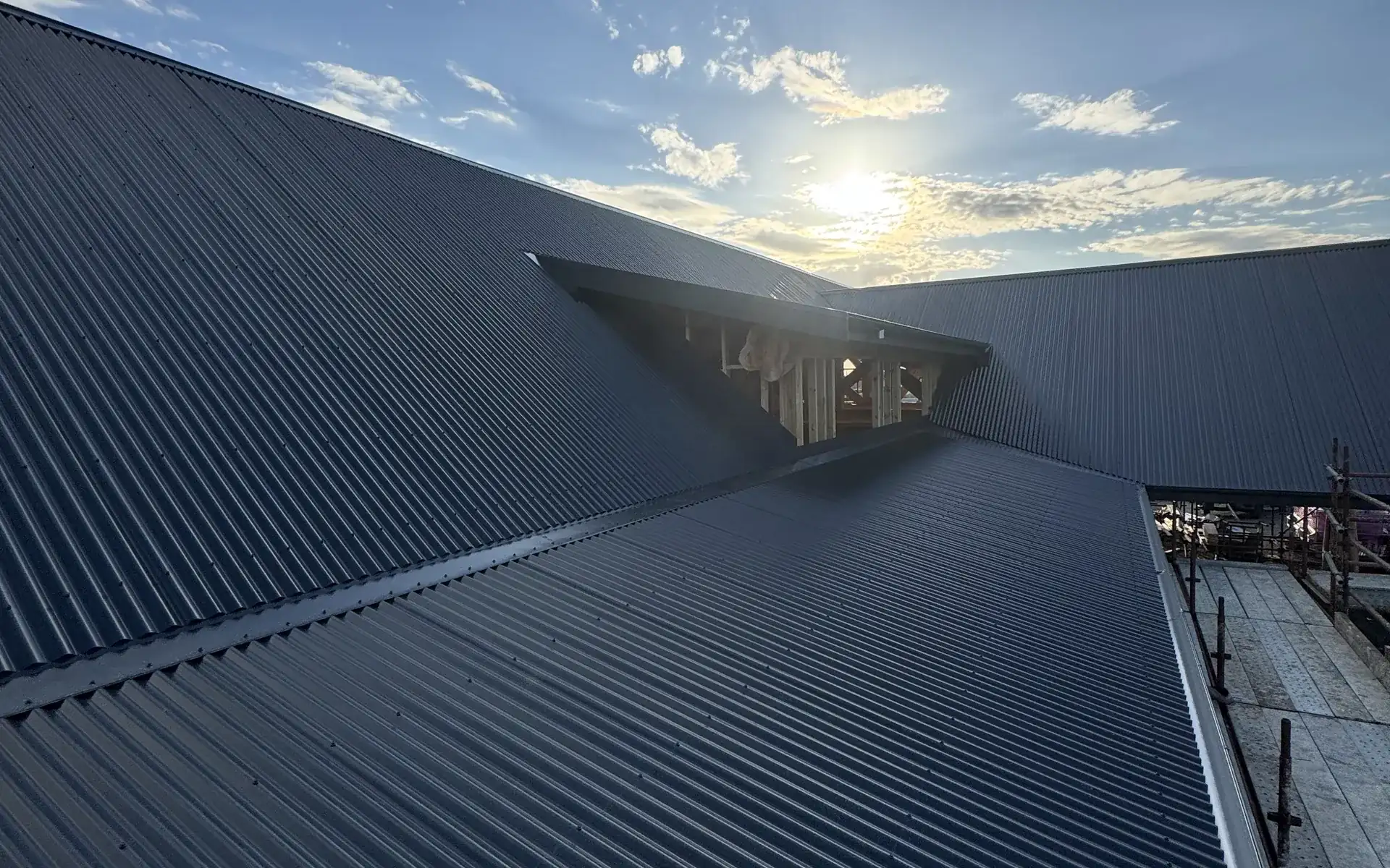 New charcoal Colorbond metal roof in the Yarra Valley
